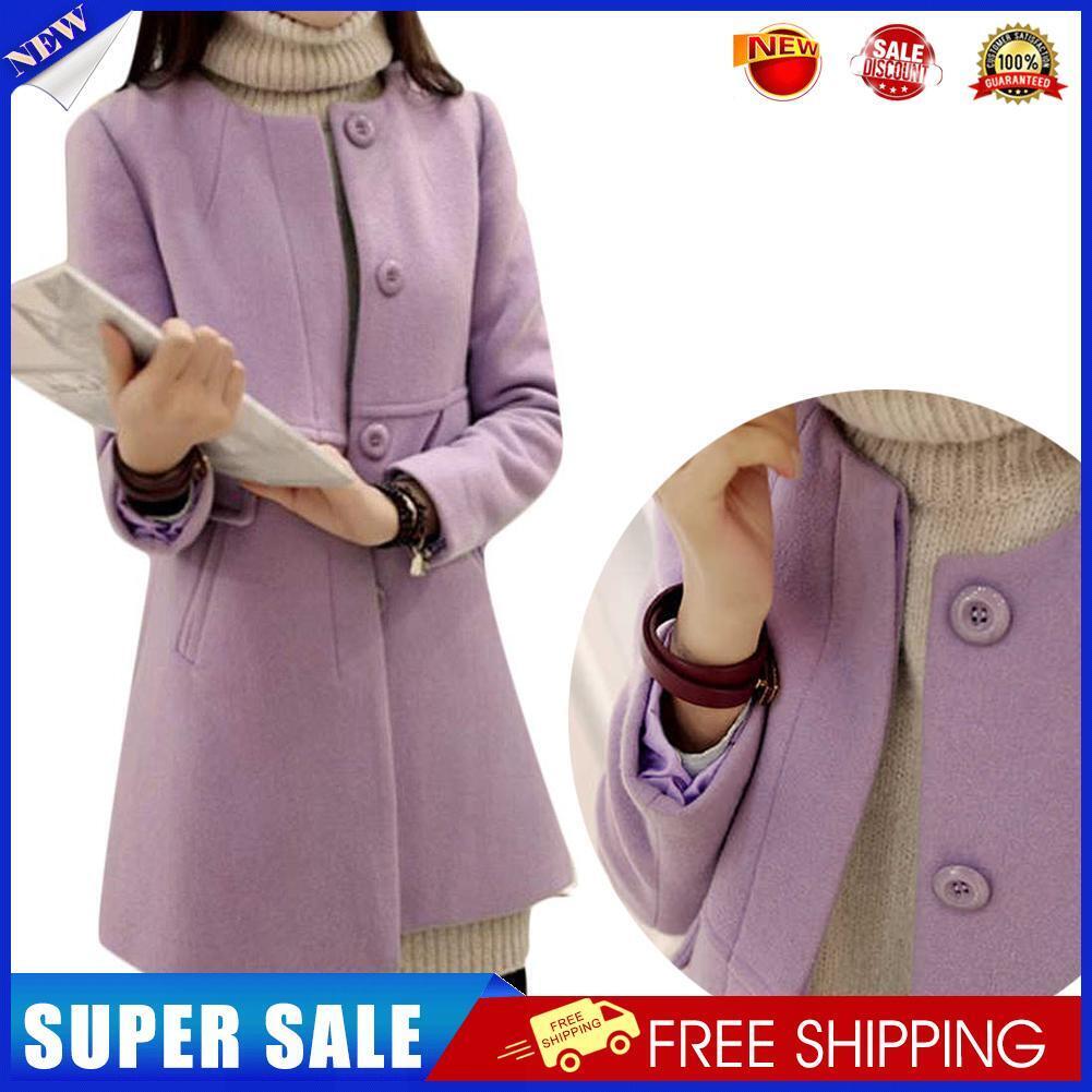 Plus Size Solid Color Overcoat A-shaped Coat Women Outwear (Purple 5XL)