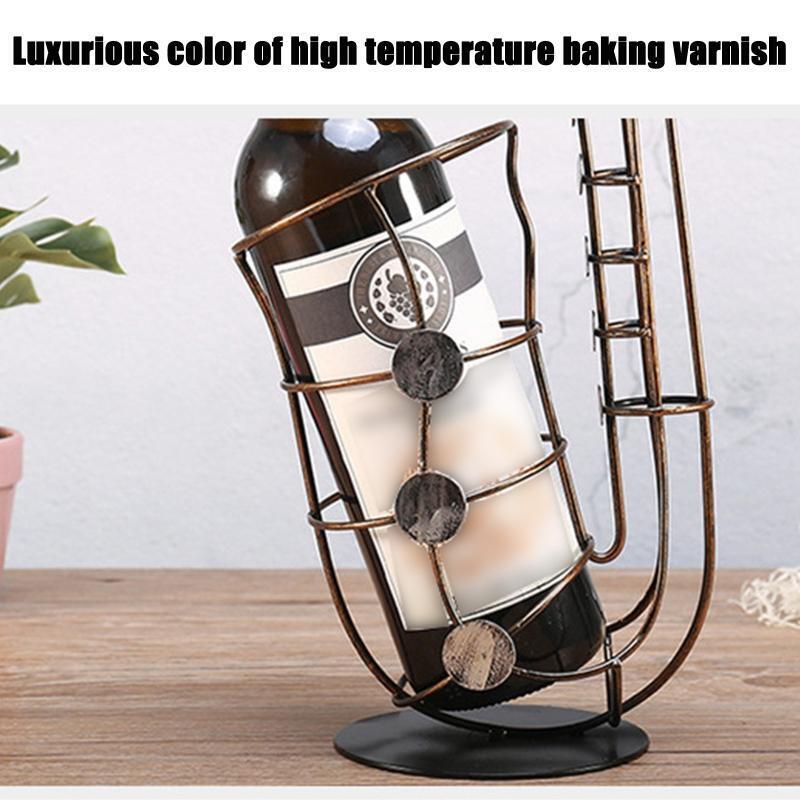 Creative Wine Bottle Holder Metal Sax Single Wine Organizer Sax Shape Art Decor