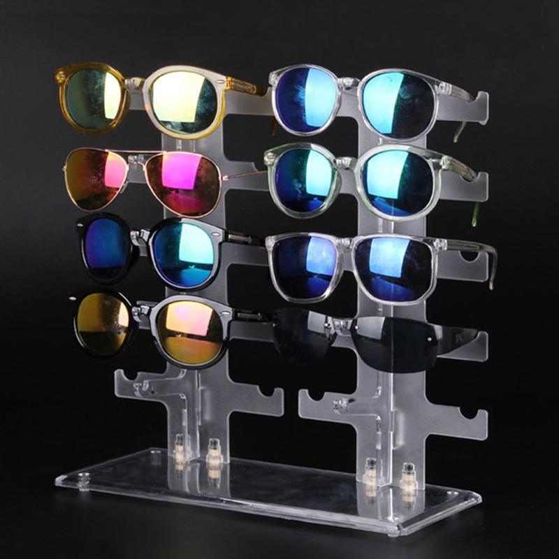 Two Row Sunglasses Rack 10 Pairs Glasses Holder Display Stand Transparent