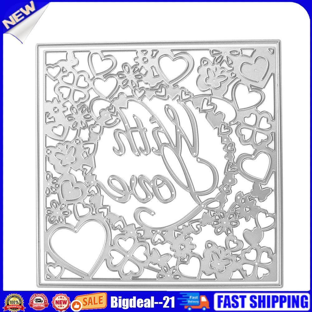 2 X With Love Square Photo Cutting Dies Stencil DIY Scrapbook Mould Craft