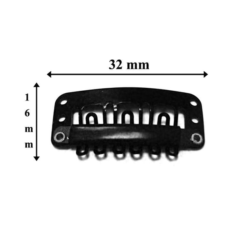 40 Pcs 32mm Black U Shape Snap Metal Clips For Hair Extensions Weft Clip-on New