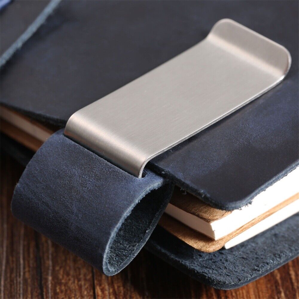 New Blue Leather Pen Holder Organizer For Passport Notebook Diary Journal Memo