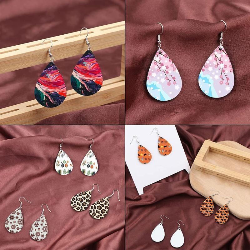 Blank Sublimation Earrings Drop Shape for Women Girl DIY Jewelry Keychain 90pcs
