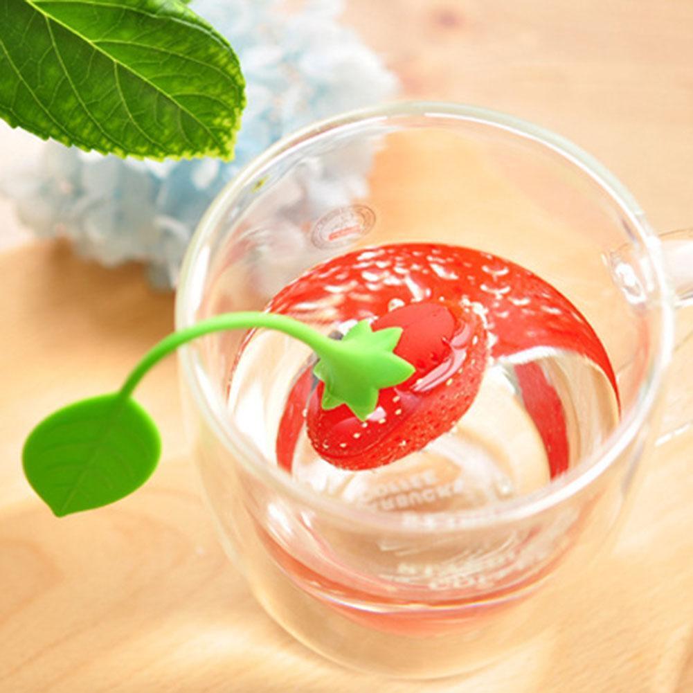 Cute Silicone Tea Strainer Strawberry Shape Tea Leaf Coffee Filter Infuser
