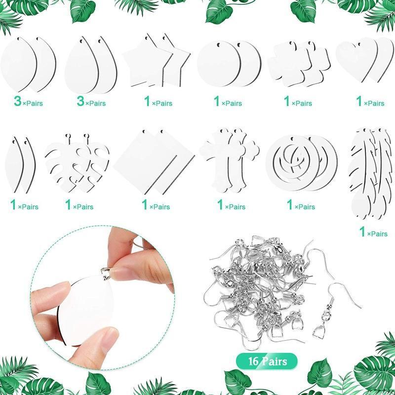 32 Pieces Sublimation Blank Earrings Heat Transfer Sublimation Printing Earrings