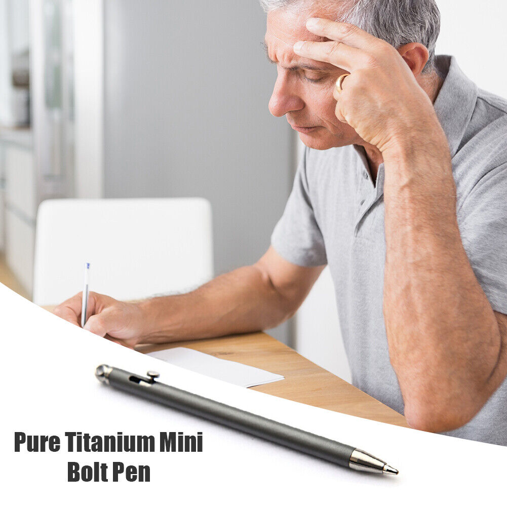 Portable Mini Titanium Ballpoint Pen Outdoor Metal Signature Pens (Gray)