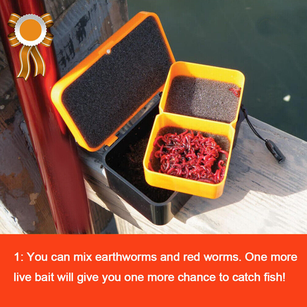 Double-Layer Fishing Live Bait Box w/ Rope Earthworm Red Worms Storage Case