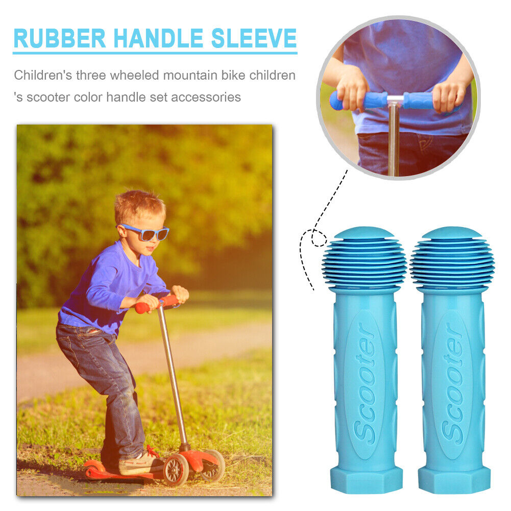MTB Bike Handlebar Grips Cover Rubber Kid Tricycle Scooter Grip (Blue)