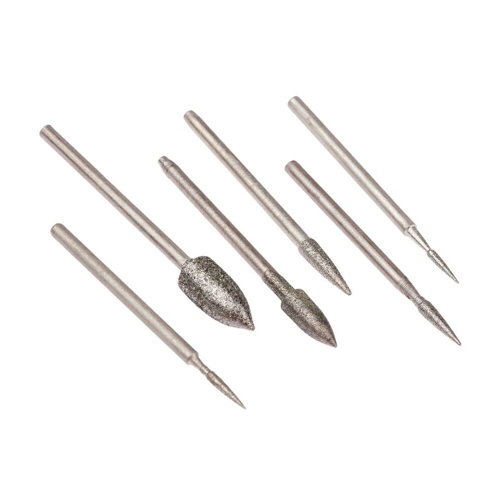 1-6mm Diamond Polishing Burr Head Needle 2.35mm Shank Grinding Jade Stone Metal