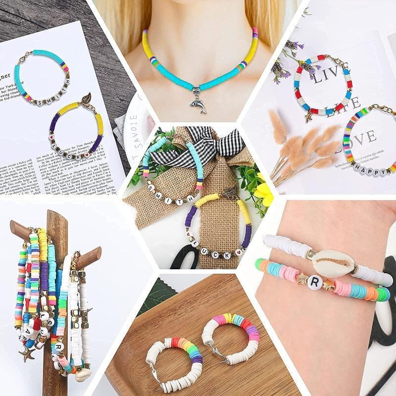 Mixed Clay Heishi Beads Flat Round Polymer Clay Beads DIY Jewelry Marking Kit