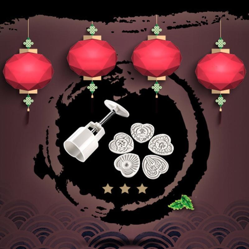 Heart Flower Shape Moon Cake Mould Hand Pressure Cookies Cutter Smooth Enjoy Fun