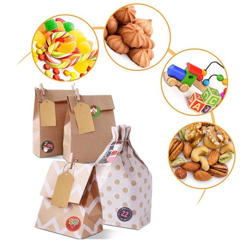 Christmas Advent Calendar Hanging Bags 24 Days Christmas Element Candy Bags