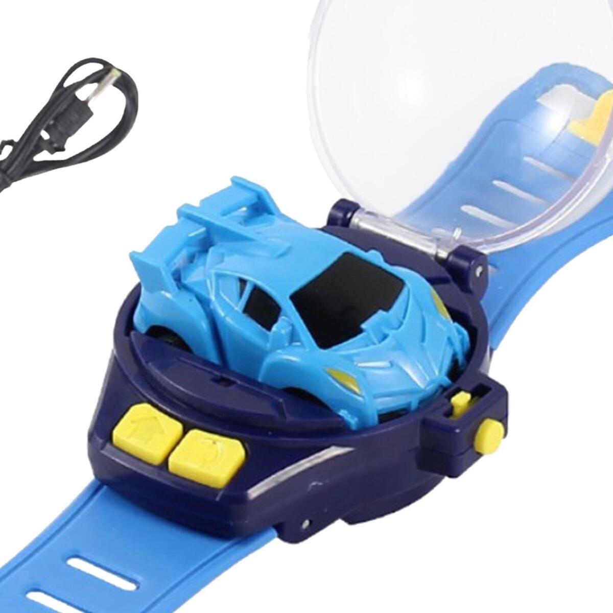 2pcs Mini Cartoon RC Small Car Analog Watch for Kids Toddlers Children Blue