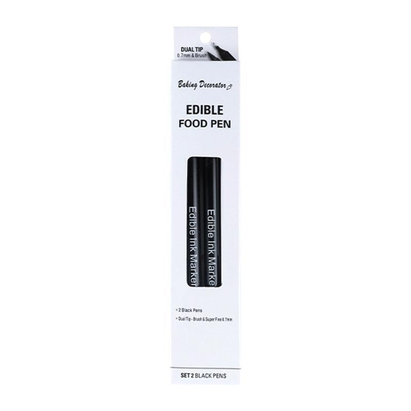 2 Pieces Black Food coloring Pens Double Sided Food Grade and Edible Marker Pens