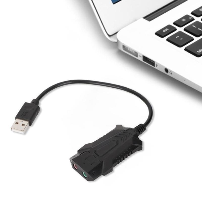 Plug and Play USB Sound Card External Stereo Sound Adapter Splitter Converter
