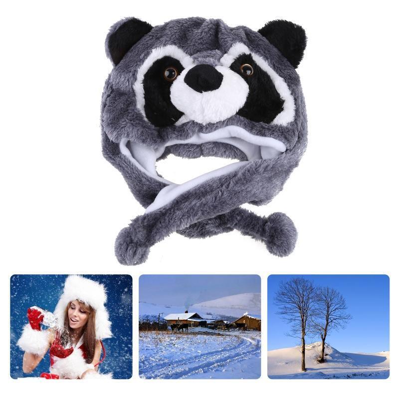 Raccoon Animal Plush Hat for Boys Girls Women Men Halloween Costume Beanies Cap