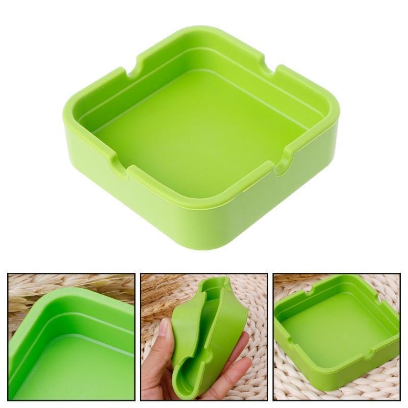 Square Silicone Ashtray Shatterproof Cigar Ash Storage Case Portable Easy Clean