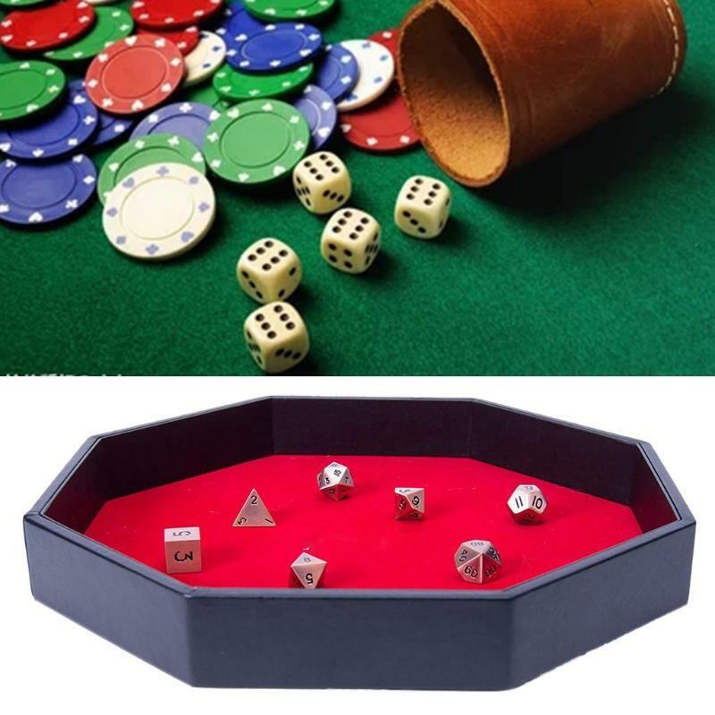 Octagonal Dice Tray Key Wallet Coin Tray Desktop Storage Box PU Leather Dice