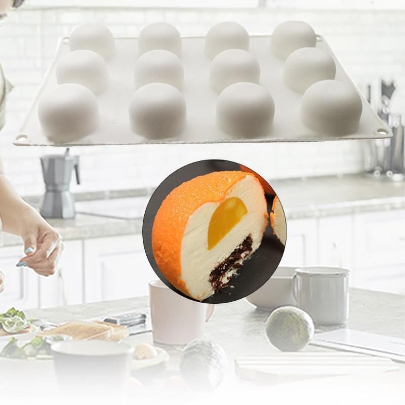 12 Cavity Orange Fruit Mousse Cake Baking Molds Non-stick Silicone Chocolate