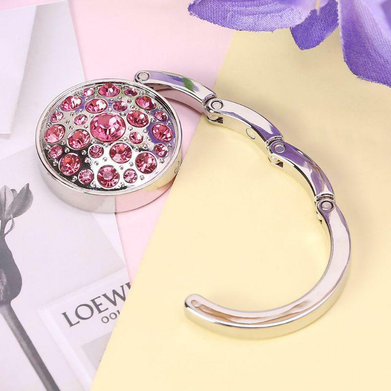 Round Foldable Purse Bag Rhinestone Hanger Handbag Table Desk Hook Tote Holder
