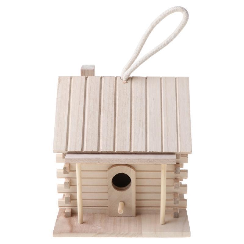 Wood Bird House with Perch Small Birdhouse to Paint Wooden Sleeping Nest
