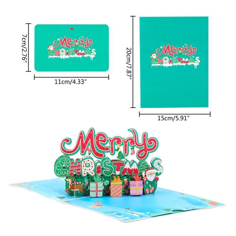 Xmas Pop Up Greeting Cards Party Blank Invitation Cards with Envelope Hand Craft