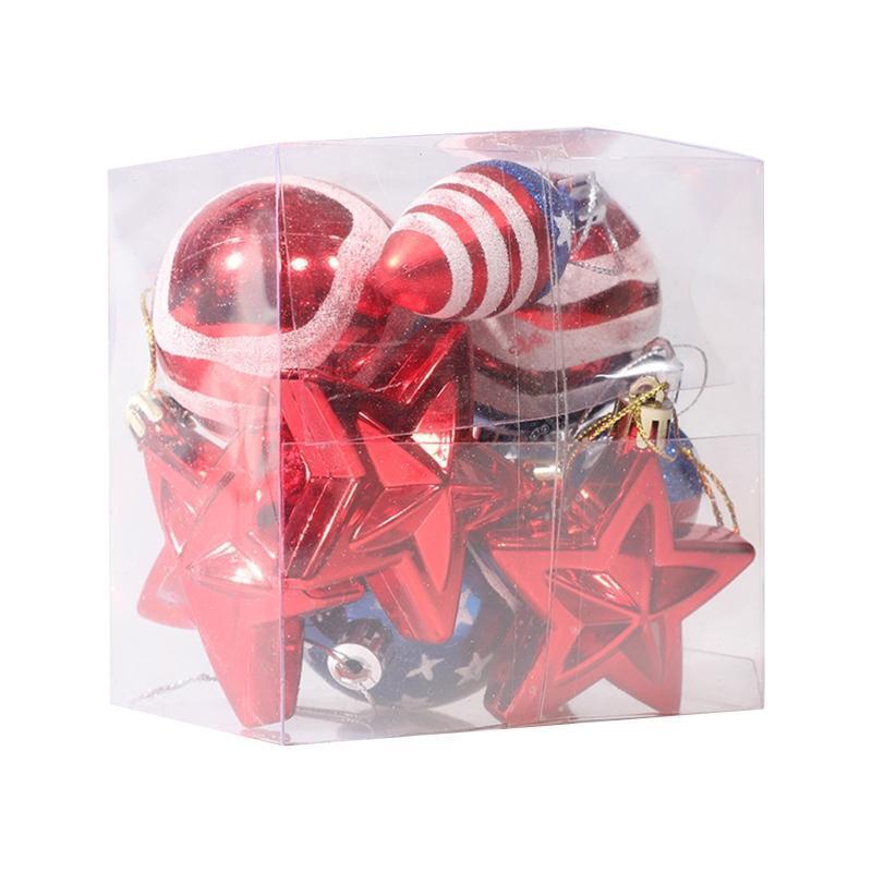 9pcs 4th of July Ornaments for Tree Blue Red White Star Ball Bulb for Labor Day