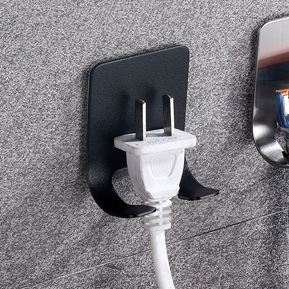 Self-adhesive Stainless Steel Double Hooks Bathroom Shaver Holder Hanger