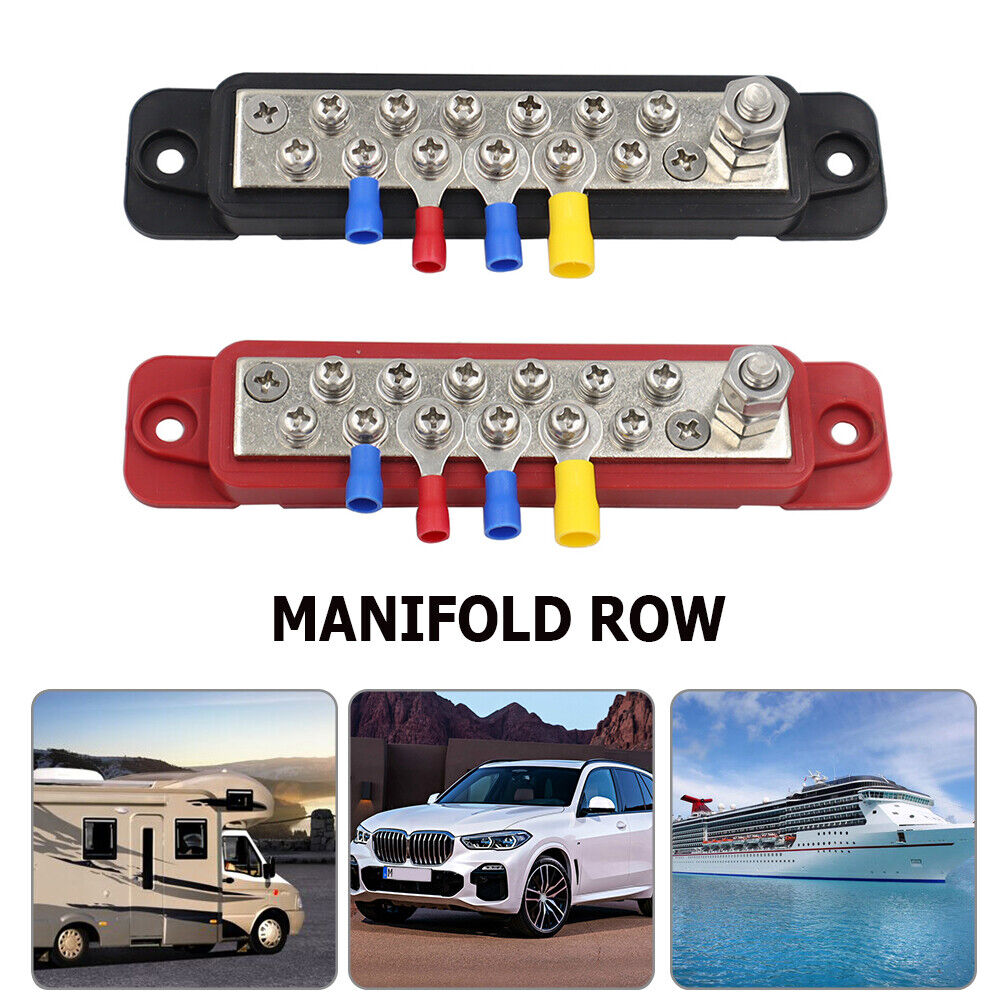 2pcs 12 Terminal Power Distribution Block Bus Bar DC 48V 12P Wiring Bars