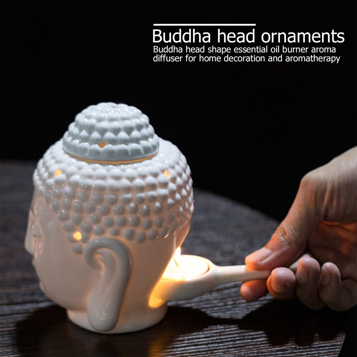 Essential Oil Burner Diffuser, Ceramic Buddha Head Aroma Candle Holders