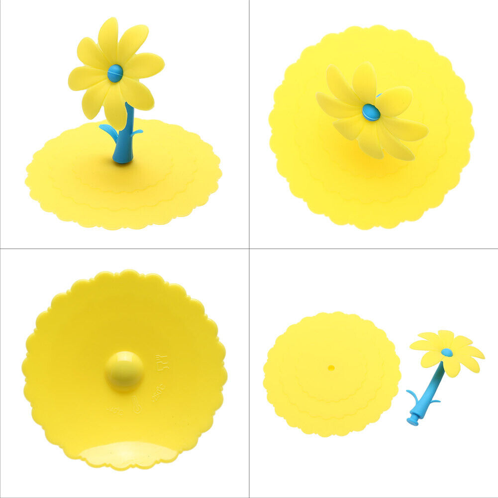 Sunflower Dustproof Reusable Silicone Cup Lid Insulation Cup Cover (Yellow)