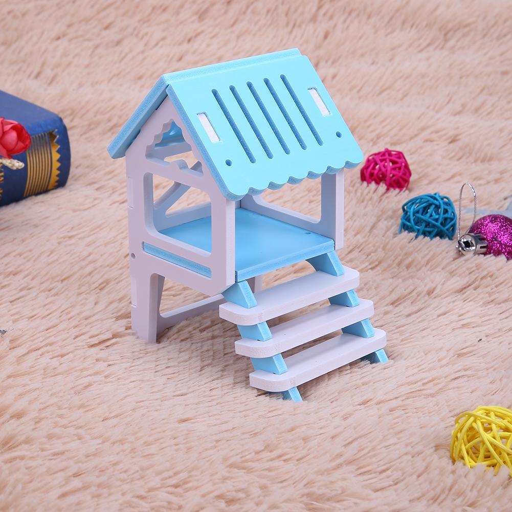 Pet Bed Nest Hamster House Wooden Climb Small Animal Pet Sleeping Cage(Blue