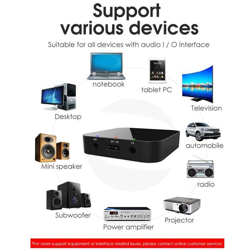 New 5.0 Bluetooth-compatible Transmitter Receiver 3.5mm AUX for Computer Car PC