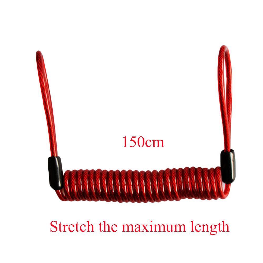 Motorbike Disc Brake Lock Spring Coil Motorcycle Safety Lanyard Reminder Cable