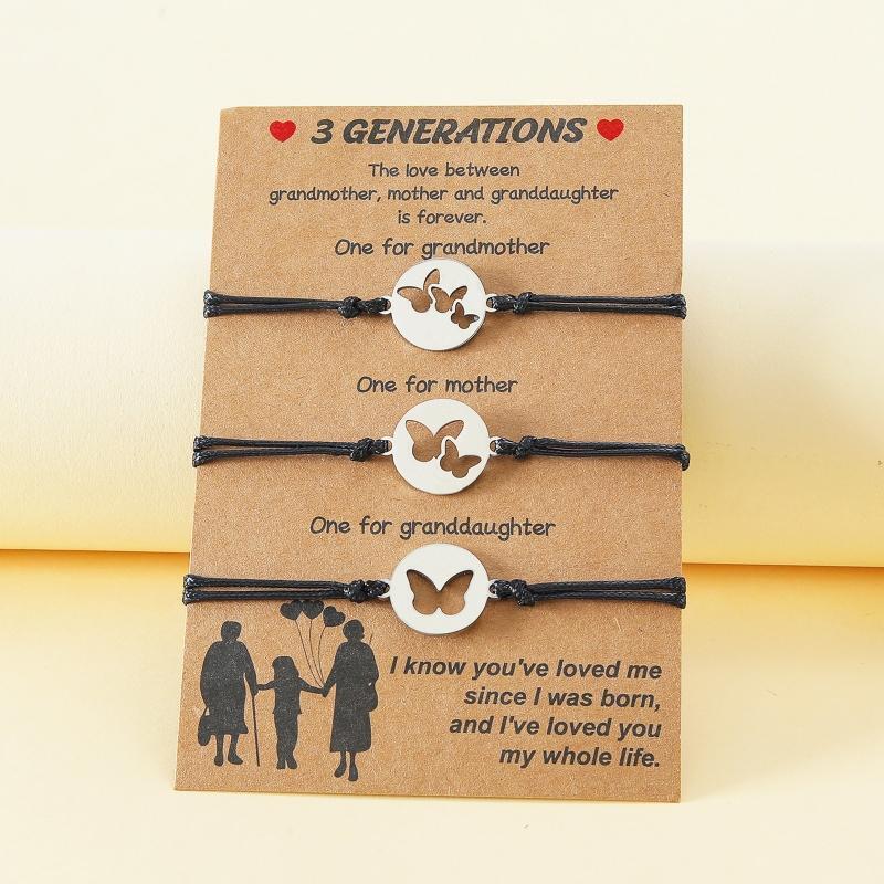 Three-Generation Matching Hand-woven Bracelets for Mother's Day Mom Daughter
