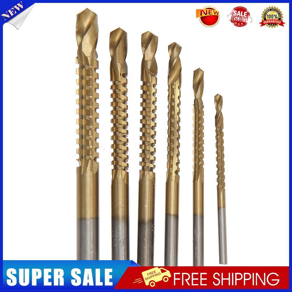 6Pcs HSS High Speed Steel Titanium Coated Drill Bit Set 3/4/5/6/6.5/8mm
