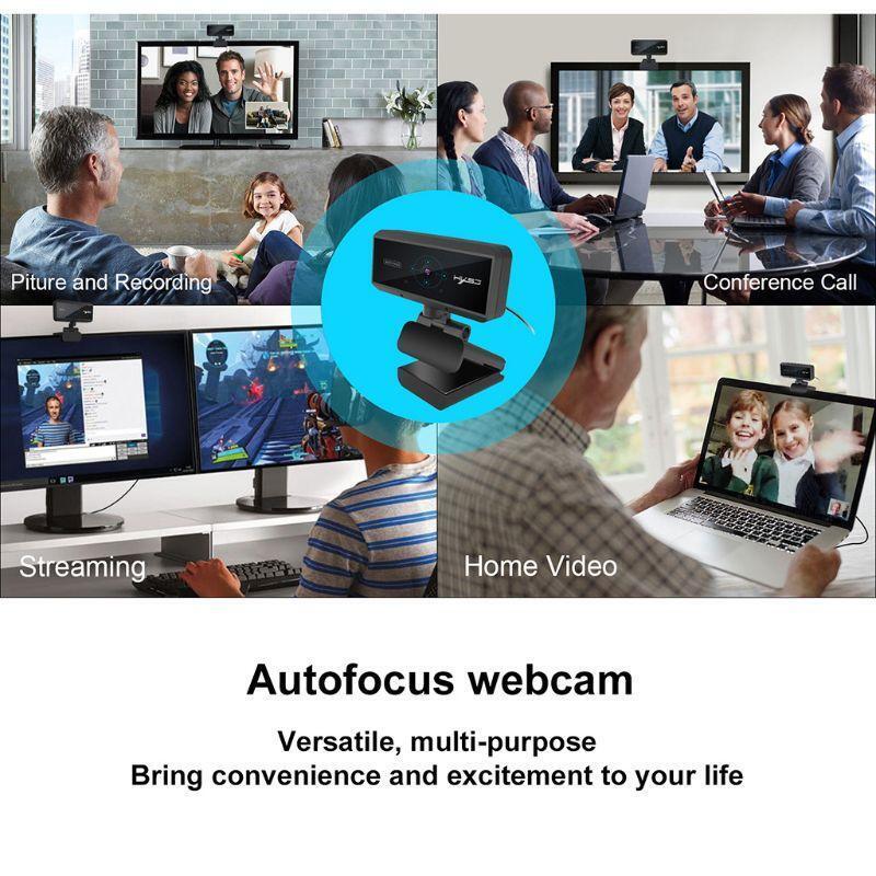 1080P 2Million Webcam with Microphone,Fast Auto Focus for Video Calling meeting