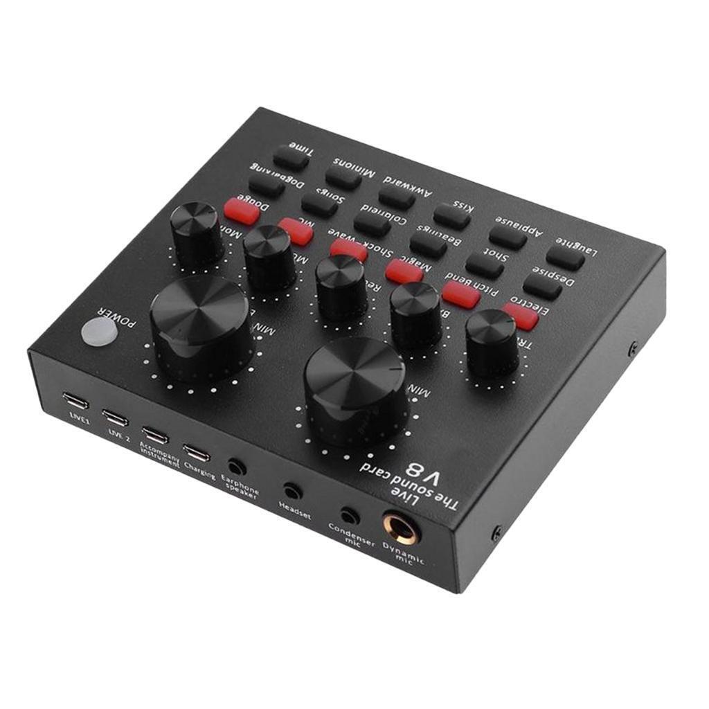 V8 USB Headset Live External Sound Card Dual DSP 12 Sound Effect Audio Mixer