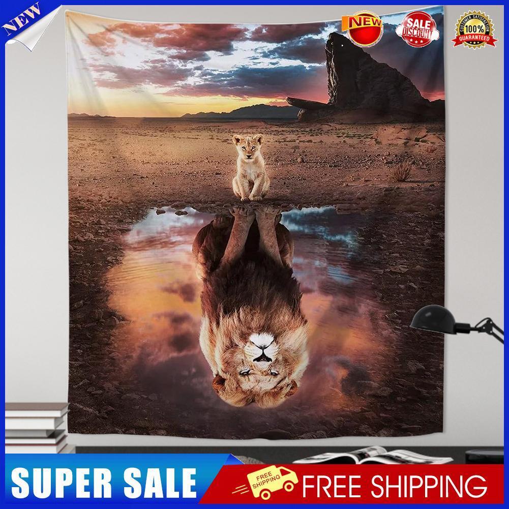 Lion Reflection Tapestry Hanging Carpet Dorm Decor Wall Blanket (145x200cm)