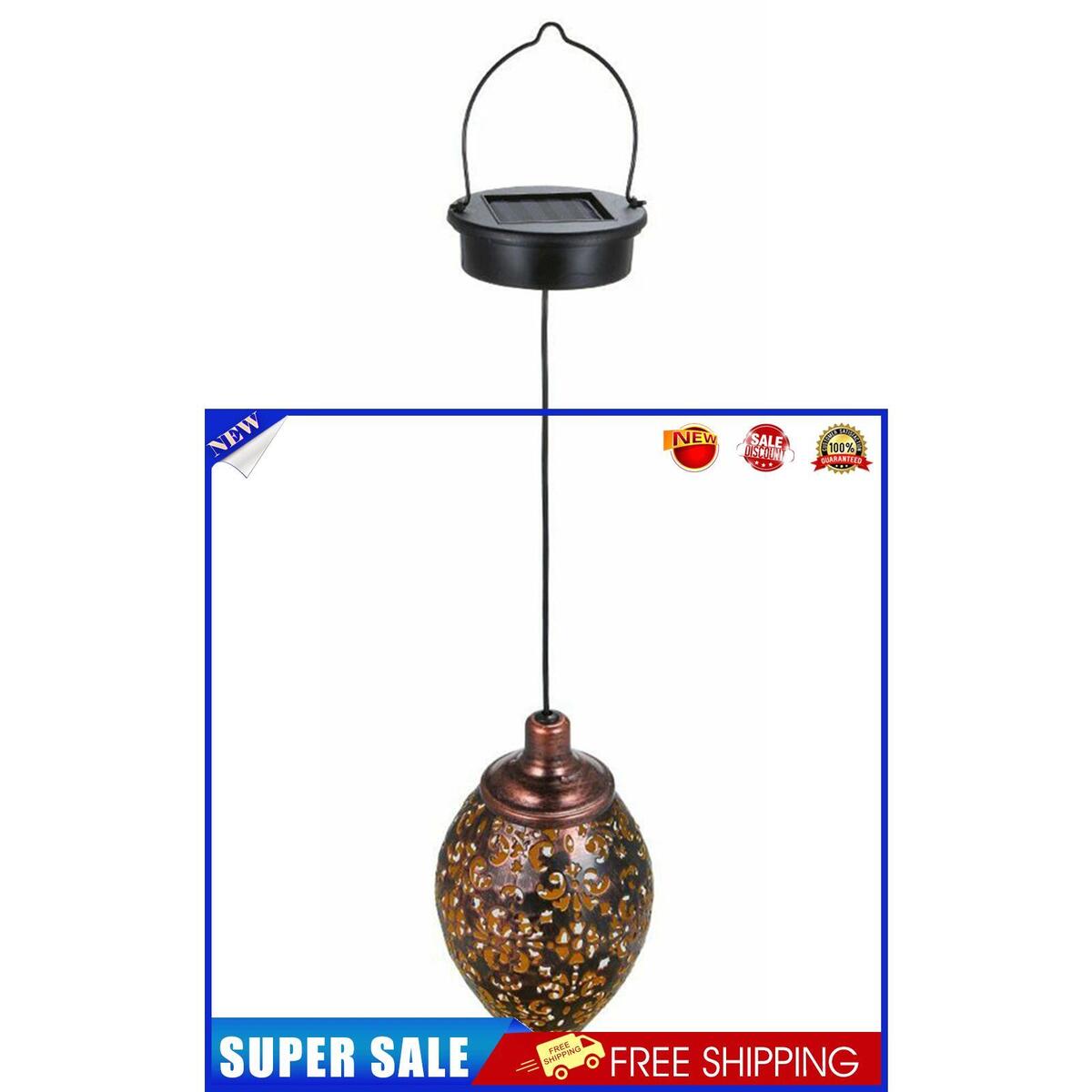 Solar Hanging Lights, Olive Shaped, Waterproof, Garden Metal Art LED Lamp