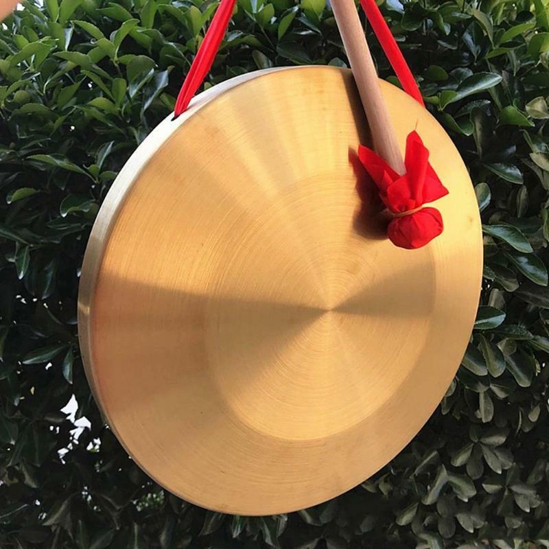 6 In Bronze Gong Instruments & Copper Opera Gong Cymbals w/ Round Play Hammer