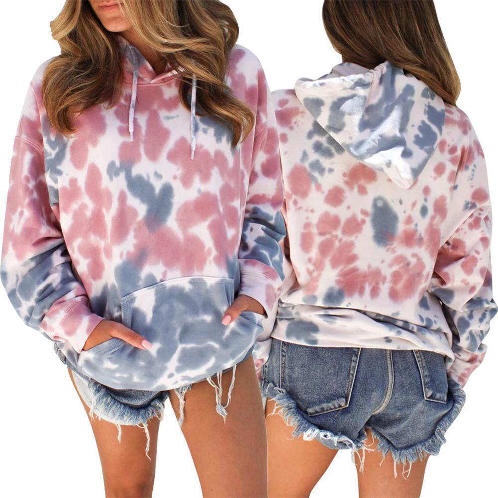 Fashion Women Autumn Loose Long Sleeve Print Hoodies Pocket Pullover (XL)