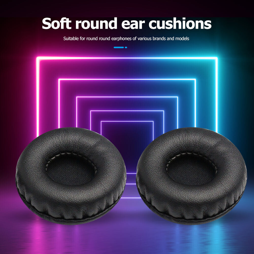 2x 75mm Headphones Earpads Soft PU Foam Round Replacement Cushions