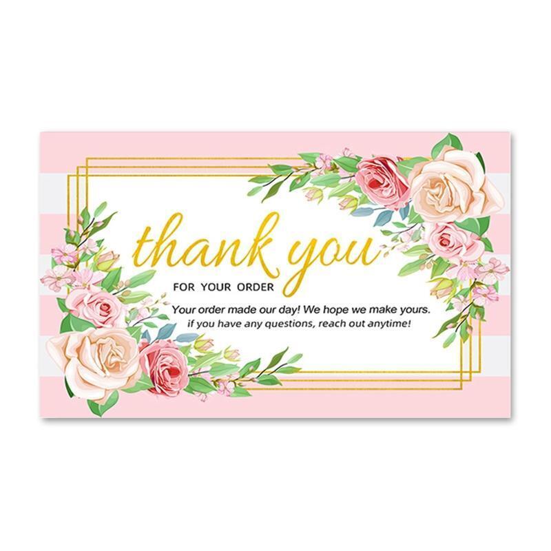 30pcs Rose Flower Thank You Cards Romantic Message Card Insert Card for Retail