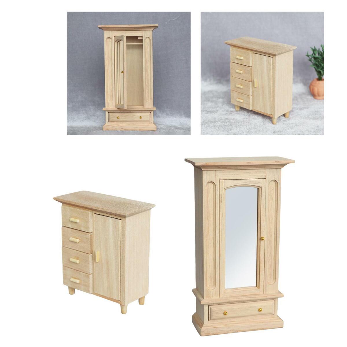 2  1:12 Scale Wardrobe and Cabinet  Bedroom Furniture Ornaments