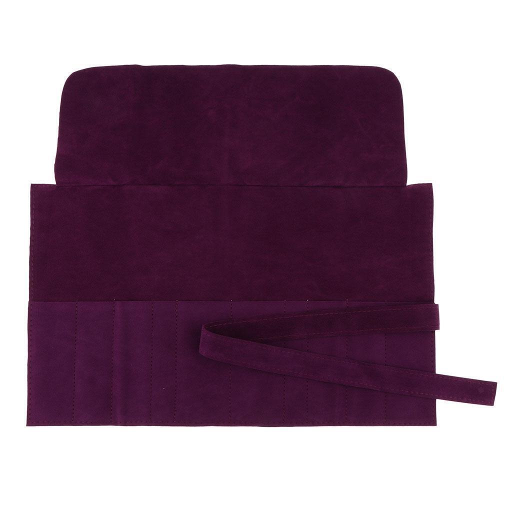 10 Pocket Roll Up Scissors Organizer Holder for Barber Stylist Purple