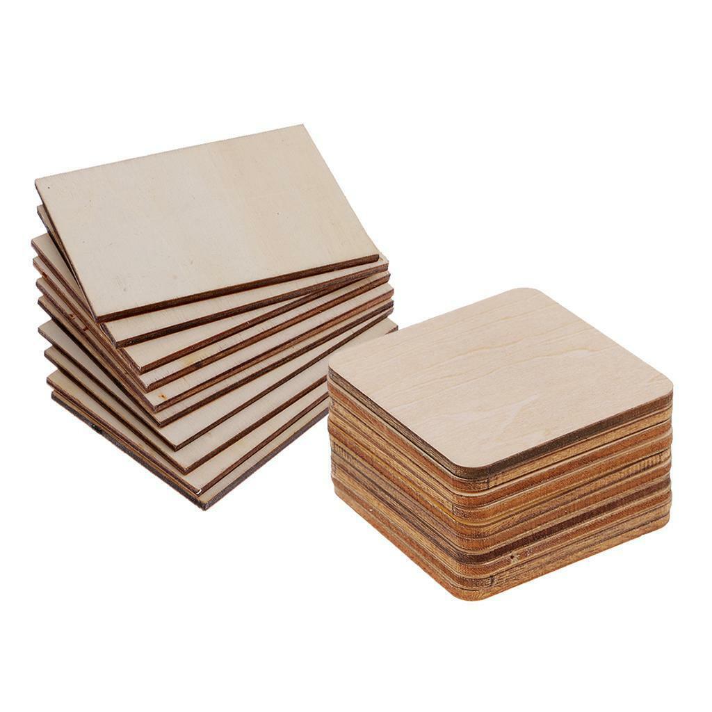 20 Pieces Wooden Square Rectangle and Shapes Coasters Plain Wood Craft Blanks