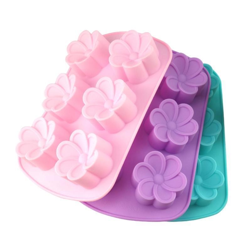 6 Cavities Silicone Material Plum Flowers Shapes Cake Moulds Candy Fondant Molds