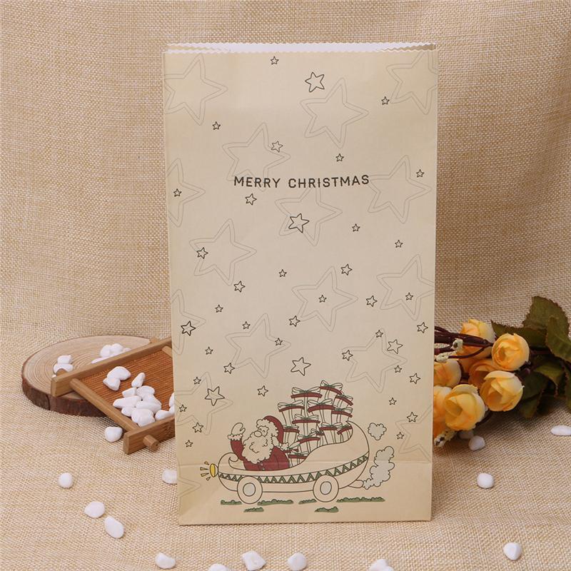8 Pcs Kraft Paper Christmas Gift Cookie Biscuits Snack Bag Party Bowknot Wedding