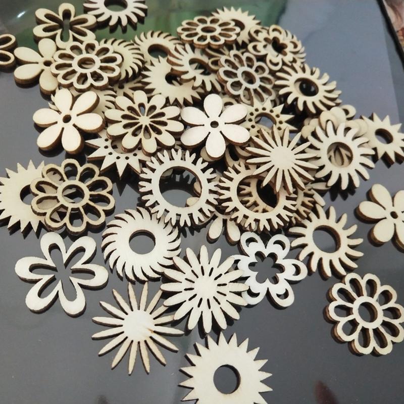 50 Pcs/Set Natural Wood Slices for Wedding Table Scatter Decorations Ornaments